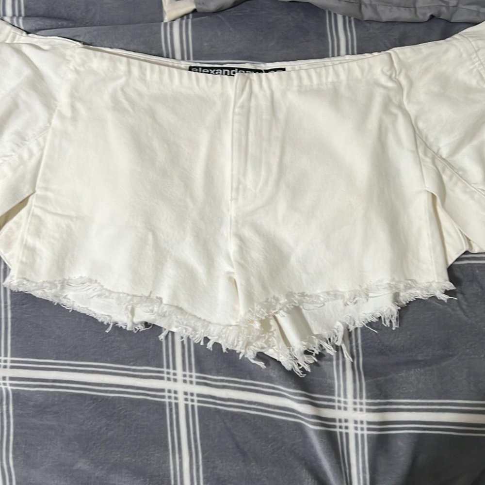 Alexander Wang White Raw Hem Denim Cutoff Shorts